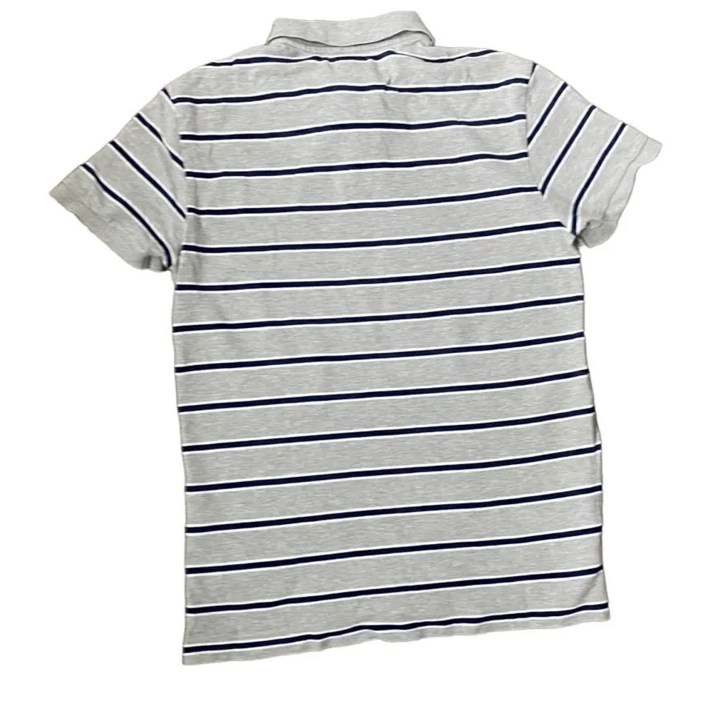 Ralph Lauren Striped Polo Short Sleeve Shirt Gray Blue SZ M
